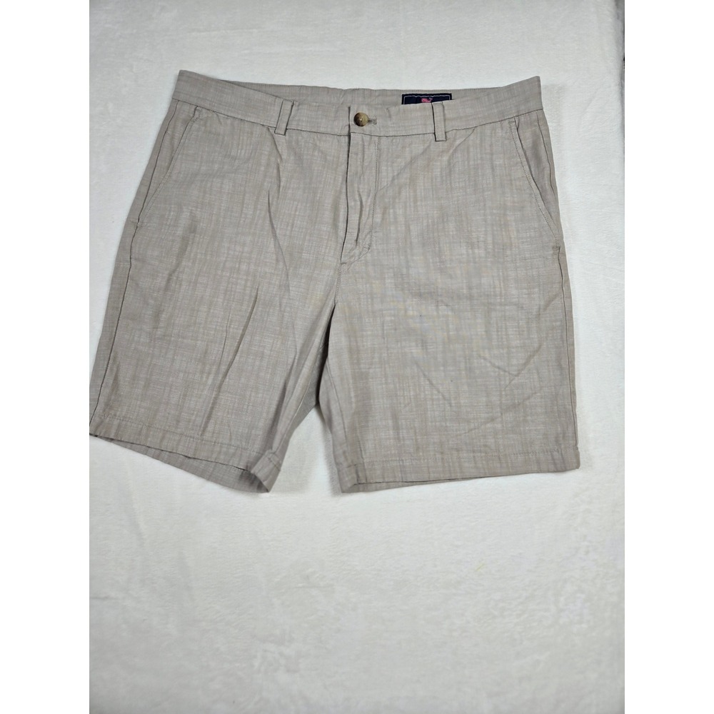 Vineyard Vines Mens Khaki Tan Crosshatch Cotton Flat Front Shorts‎ 38 Coastal
